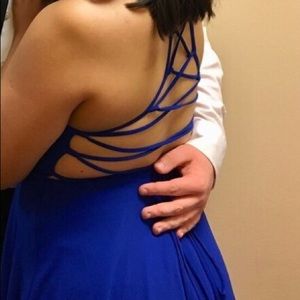 Lulu’s Good Deeds Royal Blur Lace Up Dress L